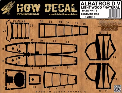 HGW 548038 Decals Albatros D.V Lt.Wood/Natural (b.white) 1/48