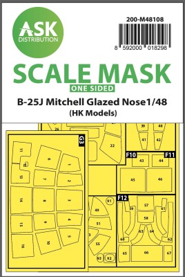 Art Scale 200-M48108 North-American B-25J Mitchell canopy frame paint mask (outside only) 1/48