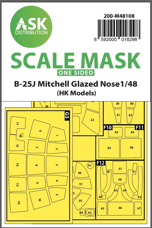 Art Scale 200-M48108 North-American B-25J Mitchell canopy frame paint mask (outside only) 1/48
