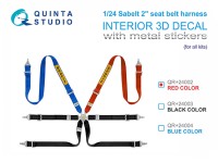 Quinta studio QR+24002 Комплект ремней Sabelt 2", красного цвета (с метал. пряжками) (для всех моделей) 1/24