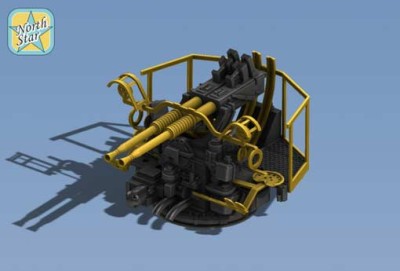 North Star NSA350135 6 pcs USN 40 mm/56 Bofors twin mount ver.1/with Mk-51 director, resin, PE, brass barels