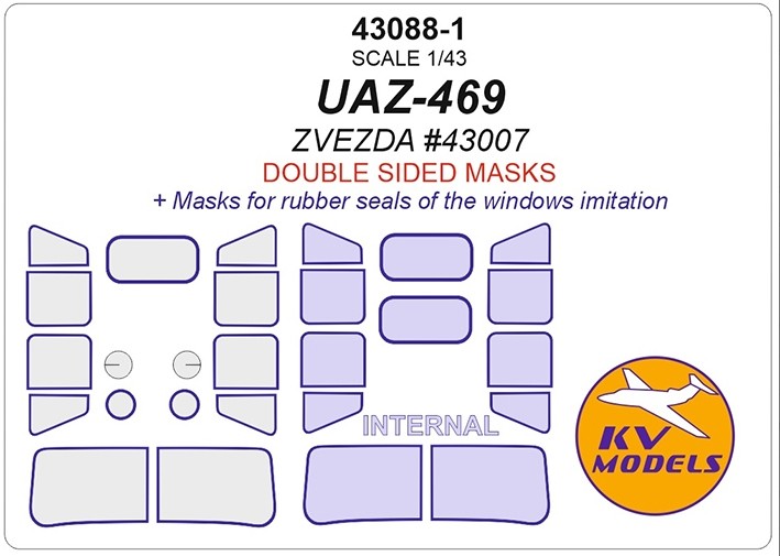 KV Models 43088-1 УАЗ-469 (ZVEZDA #43007) - (Двусторонние маски) RU 1/43