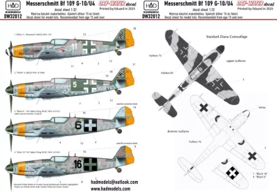 HAD DW32012 Decal Messerschmitt Bf 109G-10/U4 (dry-water) 1/32