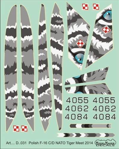 Model Maker Decals D72031 Polish Lockheed-Martin F-16C/F-16D NATO Tiger Meet 2014 1/72