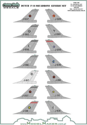 Model Maker Decals D72164 Dutch F-16 Squadrons - generic set 1/72