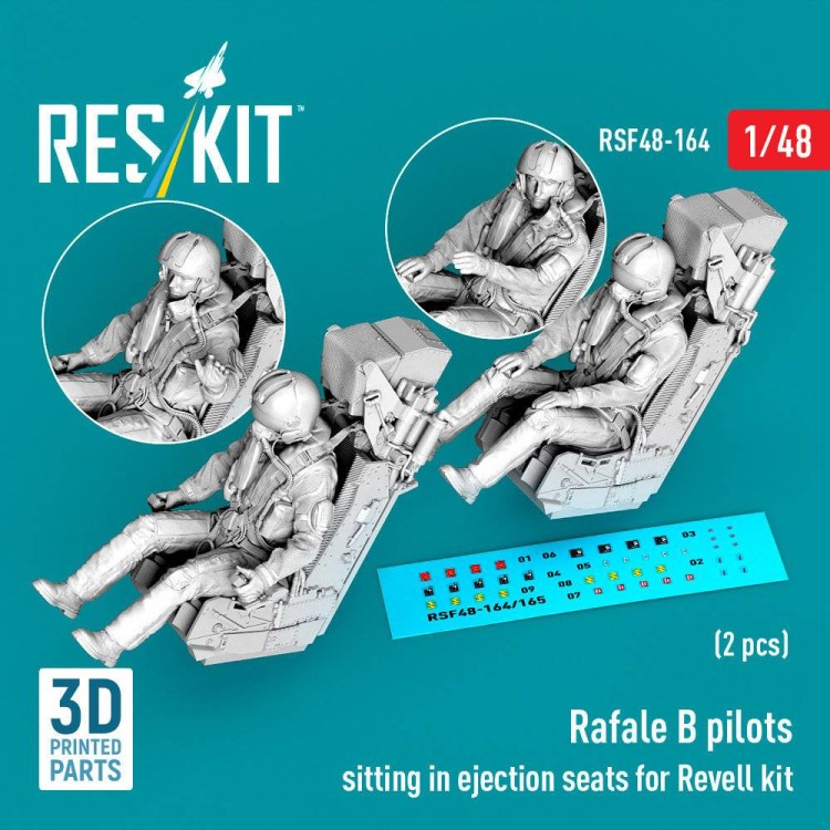 Reskit F48164 Rafale B pilots sit. in ej. seats (2x, REV) 1/48