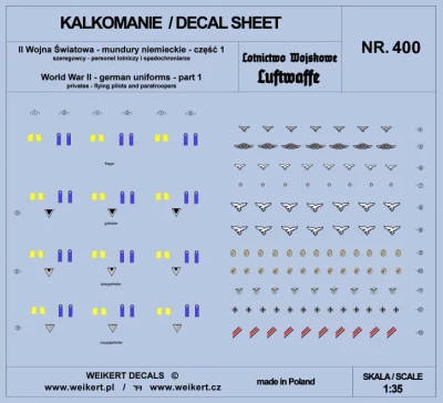 Weikert Decals 400 German Uniforms WWII - Luftwaffe, part 1 1/35