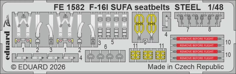 Eduard FE1582 F-16I SUFA seatbelts STEEL (GWH) 1/48