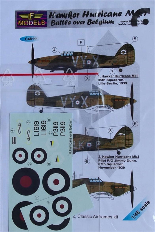 LF Model C48111 Decals Hurricane Mk.I Battle over Belgium 1/48