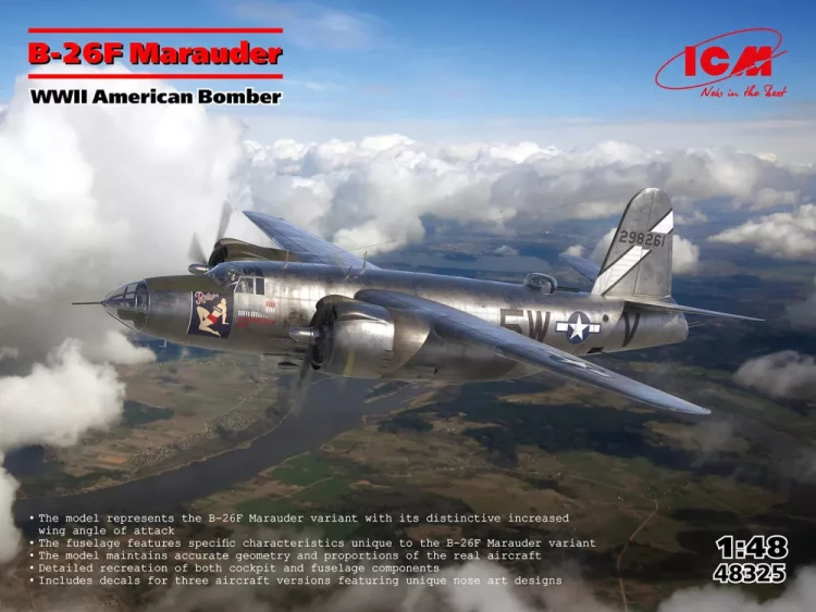 ICM 48325 B-26F Marauder, American WWII Bomber 1/48