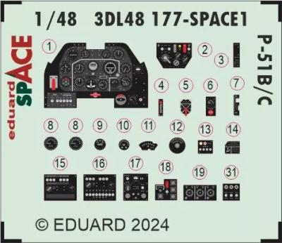 Eduard 3DL48177 P-51B/C SPACE (EDU) 1/48