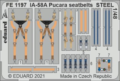 Eduard FE1197 IA-58A Pucara seatbelts STEEL (KIN) 1/48