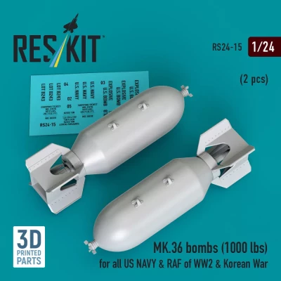 Reskit 24015 MK.36 bombs 1000 lbs. (2 pcs.) 1/24