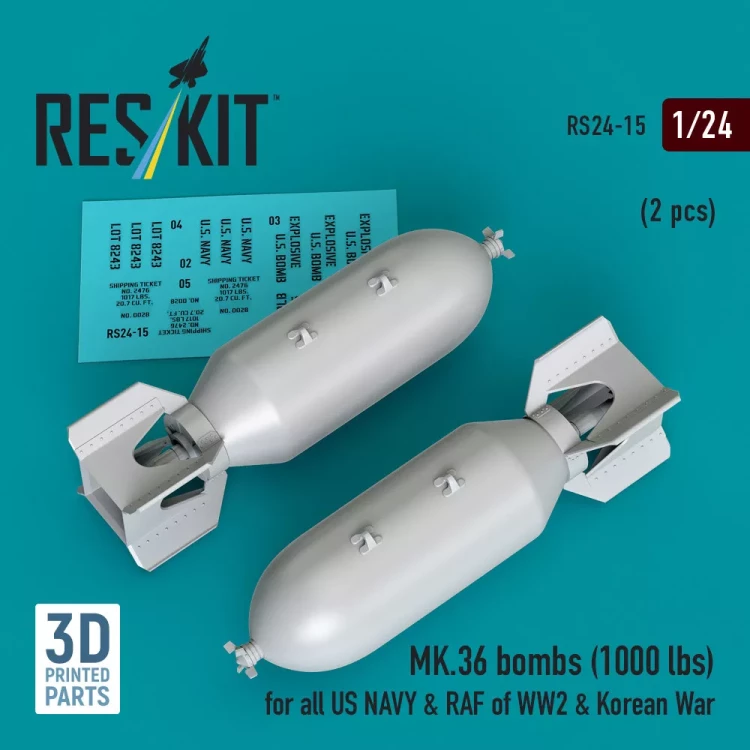 Reskit 24015 MK.36 bombs 1000 lbs. (2 pcs.) 1/24