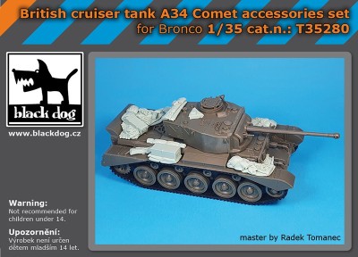 Black Dog T35280 British cruiser tank A 34 Comet accessories set (designed to be used with Tamiya kits) 1/35