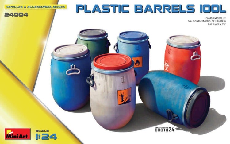 Miniart 24004 Plastic Barrels 100L (6 pcs.) 1/24