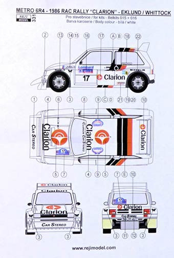 Reji Model 331 Metro 6R4 Clarion team Europe RAC Rallye 1986 1/24