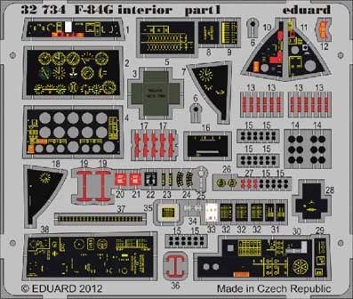 Eduard 32734 1/32 Цветное Фототравление для F-84G interior S.A.