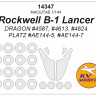 KV Models 14347 Rockwell B-1 Lancer (Dragon #4587, #4613, #4624 / PLATZ #AE144-5, #AE144-7) + маски на диски и колеса DRAGON / PLATZ 1/144