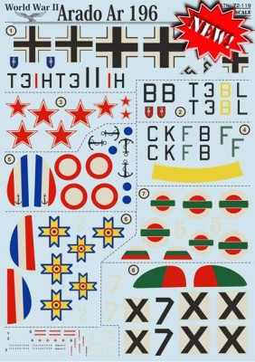 Print Scale 72-119 Arado Ar 196 Wet decal 1/72