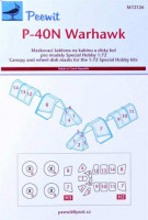 Peewit PW-M72126 1/72 Canopy mask P-40N Warhawk (SP.HOBBY)