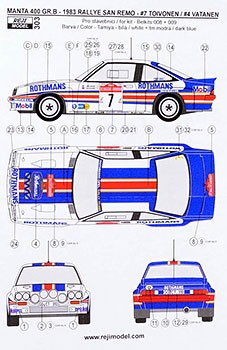 Reji Model 303 Opel Manta 400 Gr.B. 1983 Rallye San Remo 1/24