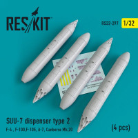 Reskit RS32-0297 SUU-7 dispenser type 2 (4 pcs)(F-4, F-100, F-105, A-7, Canberra Mk.20) Trumpeter, Tamiya 1/32