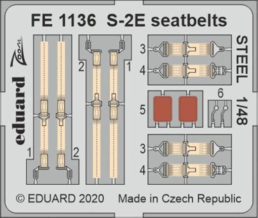 Eduard FE1136 1/48 S-2E seatbelts STEEL (KIN)