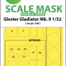 Art Scale 200-M32003 Gloster Gladiator Mk.I/Mk.II -Kabuki wheels and canopy frame paint masks (inside & outside) 1/32