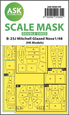 Art Scale 200-M48109 North-American B-25J Mitchell canopy frame paint masks (inside and outside) self-adhesive pre-cut 1/48