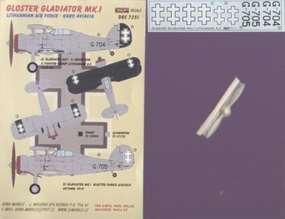 Kora Model DEC7251 Gloster Gladiator Mk.I (Lithuanian AF) декали декали 1/72