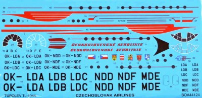 BOA Decals 44124 Tu-104A Czechoslovak Airlines (AMOD) 1/144
