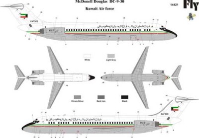 Fly model 14421 DC-9-30 Kuwait Air Force 1/144