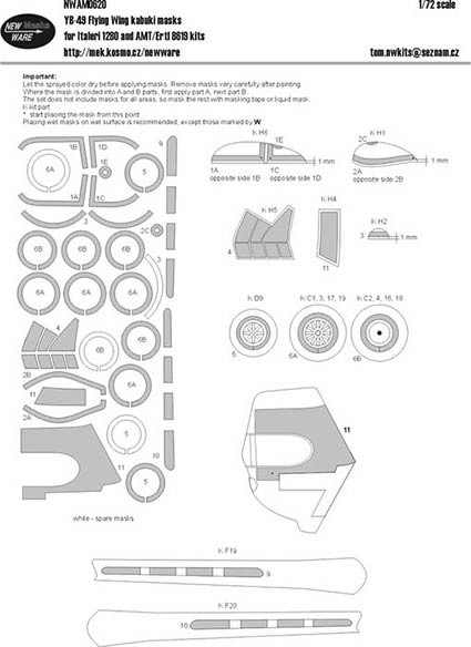 New Ware NWA-M0620 1/72 Mask YB-49 Flying Wing (ITAL/AMT/ERTL)