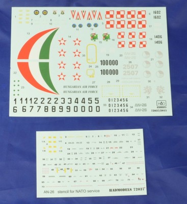 HAD 72037 Decal Antonov An-26 (Hungary,Poland,Czech) 1/72