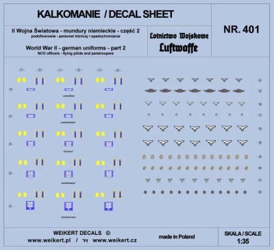 Weikert Decals 401 German Uniforms WWII - Luftwaffe, part 2 1/35