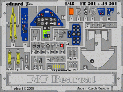 Eduard FE301 F8F (ACC) 1/48 фототравление Zoom Цветное