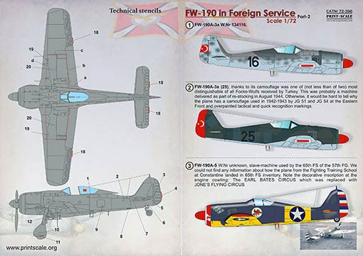 Print Scale 72396 FW-190 in Foreign Service Part 2 (wet decals) 1/72