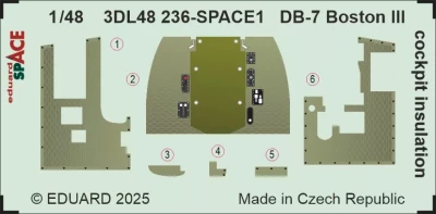 Eduard 3DL48236 DB-7 Boston III cockp.insulation SPACE (HKM) 1/48