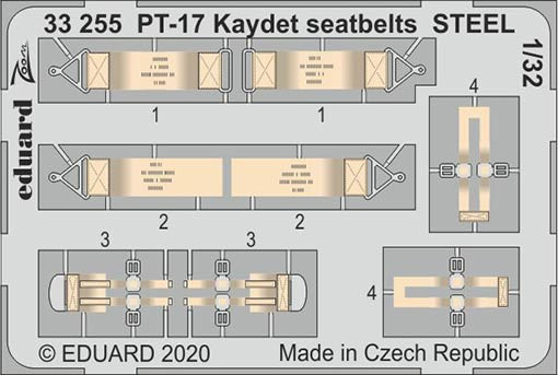 Eduard 33255 1/32 PT-17 Kaydet seatbelts STEEL (RDN)