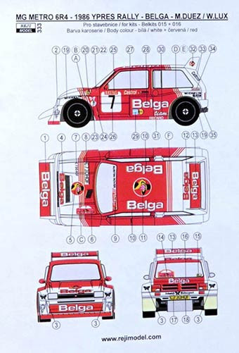 Reji Model 333 Metro 6R4 BELGA Rallye Ypress 1986 1/24
