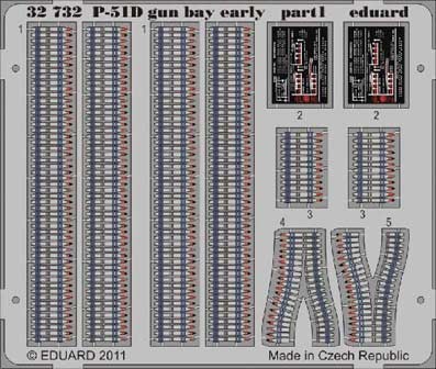 Eduard 32732 1/32 Цветное Фототравление для P-51D gun bay early