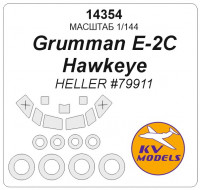 KV Models 14354 Grumman E-2 Hawkeye (HELLER #79911) + маски на диски и колеса HELLER 1/144