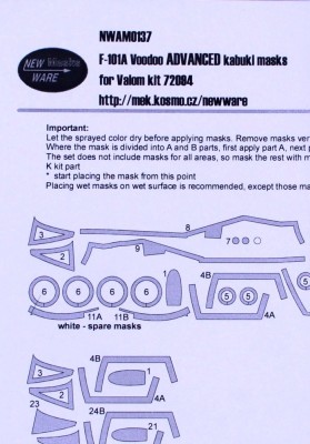 New Ware NWA-M0137 Mask F-101A Voodoo ADVANCED (VALOM7294) 1/72