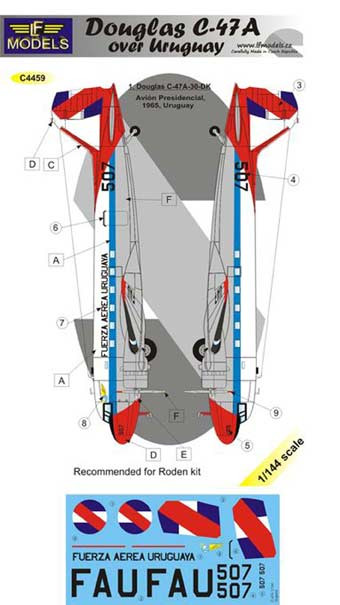 Lf Model C4459 Decals Douglas C-47A over Uruguay 1/144