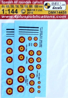 4+ Publications DMK-14458 1/144 Decals Spanish AF roundels current (2 sets)