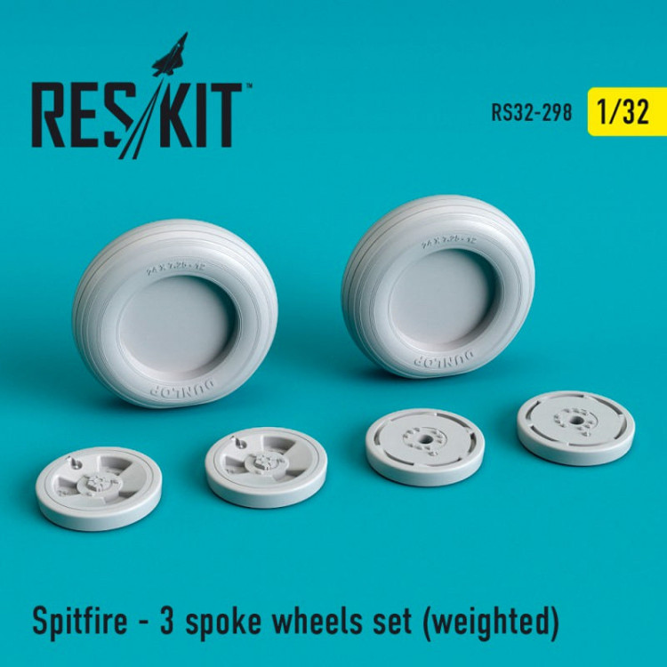 Reskit RS32-0298 Spitfire - 3 spoke wheels set (weighted) Hasegawa, Hobby Boss, Revell, Tamiya 1/32