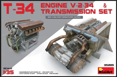 Miniart 35205 Двигатель V-2-34 с трансмиссией 1/35