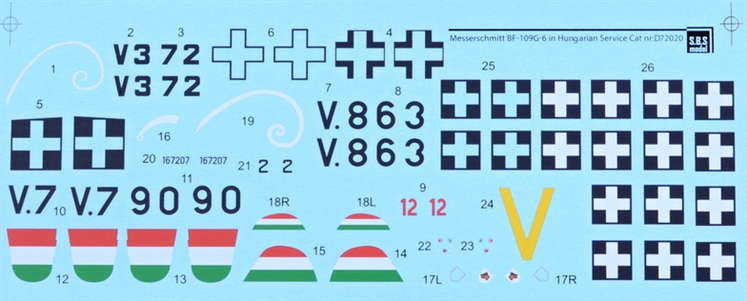 SBS model D72020 Декаль Bf-109G-6 in Hungarian service Vol.I 1/72