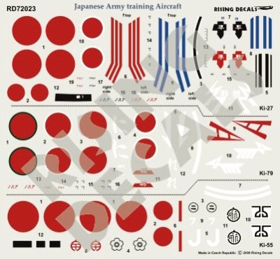 Rising Decals 72023 Japanese Training Aircraft (9x camo) 1/72